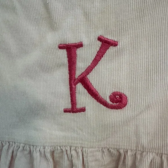 “K” Monogram Pink Corduroy Coveralls, girls size 2t - Picture 2 of 4